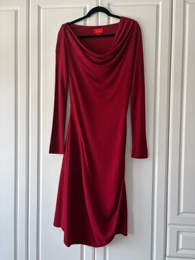 Vivienne Westwood Red Label Sculpted Jersey Draped Dress long sleeve, sz Medium
